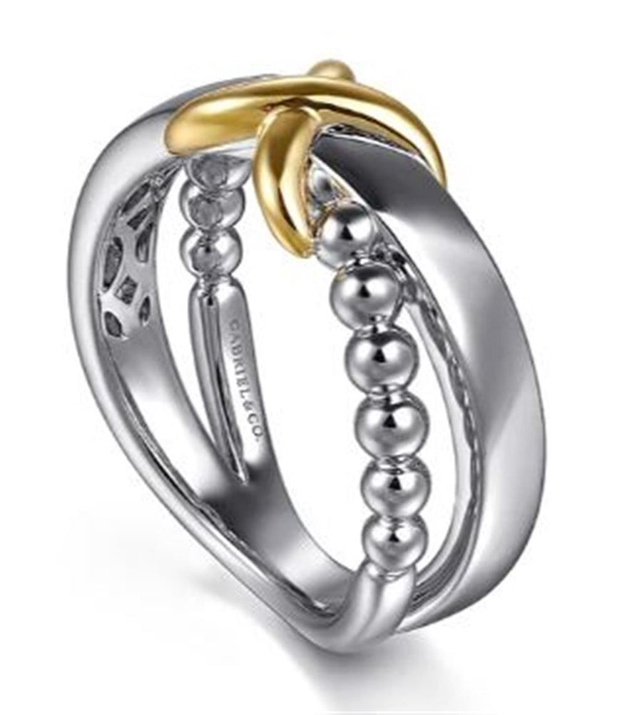Gabriel & Co Two-Tone Bujukan Criss-Cross Ring