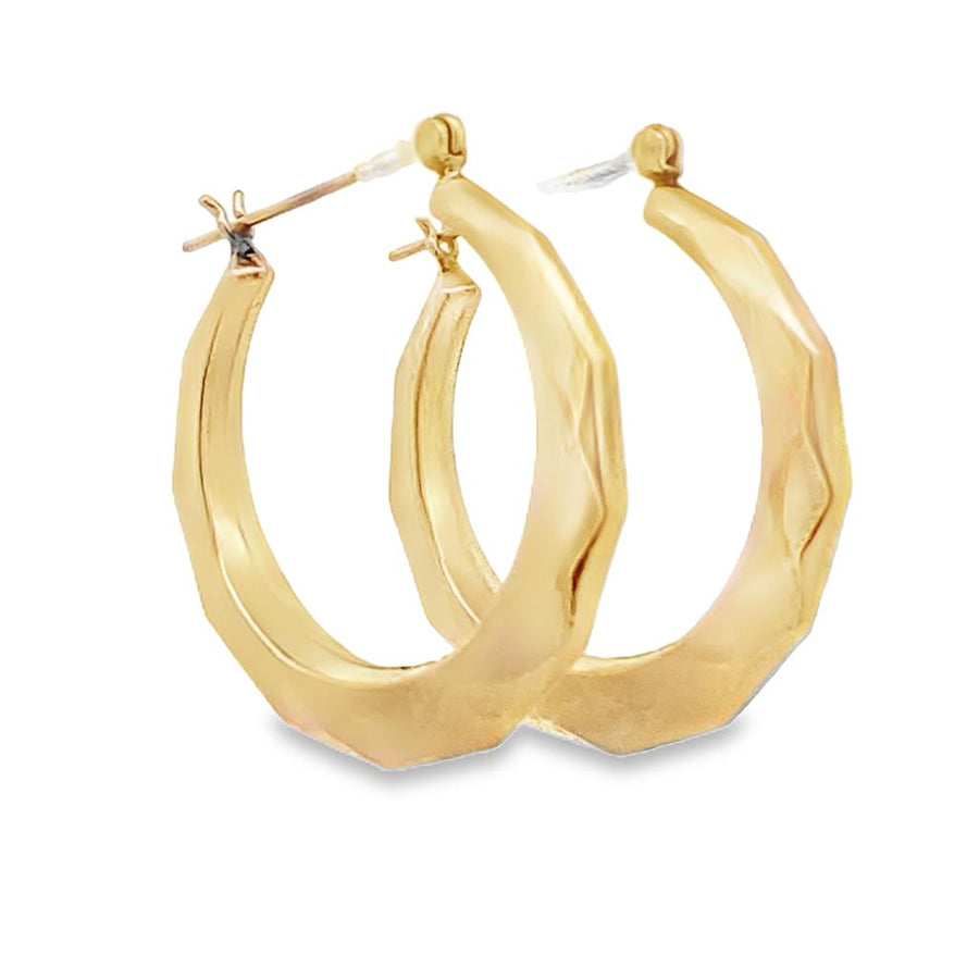 Yellow 14 Karat Diamond Cut 32.50mm Hoop Earrings Estate Jewelry Gram