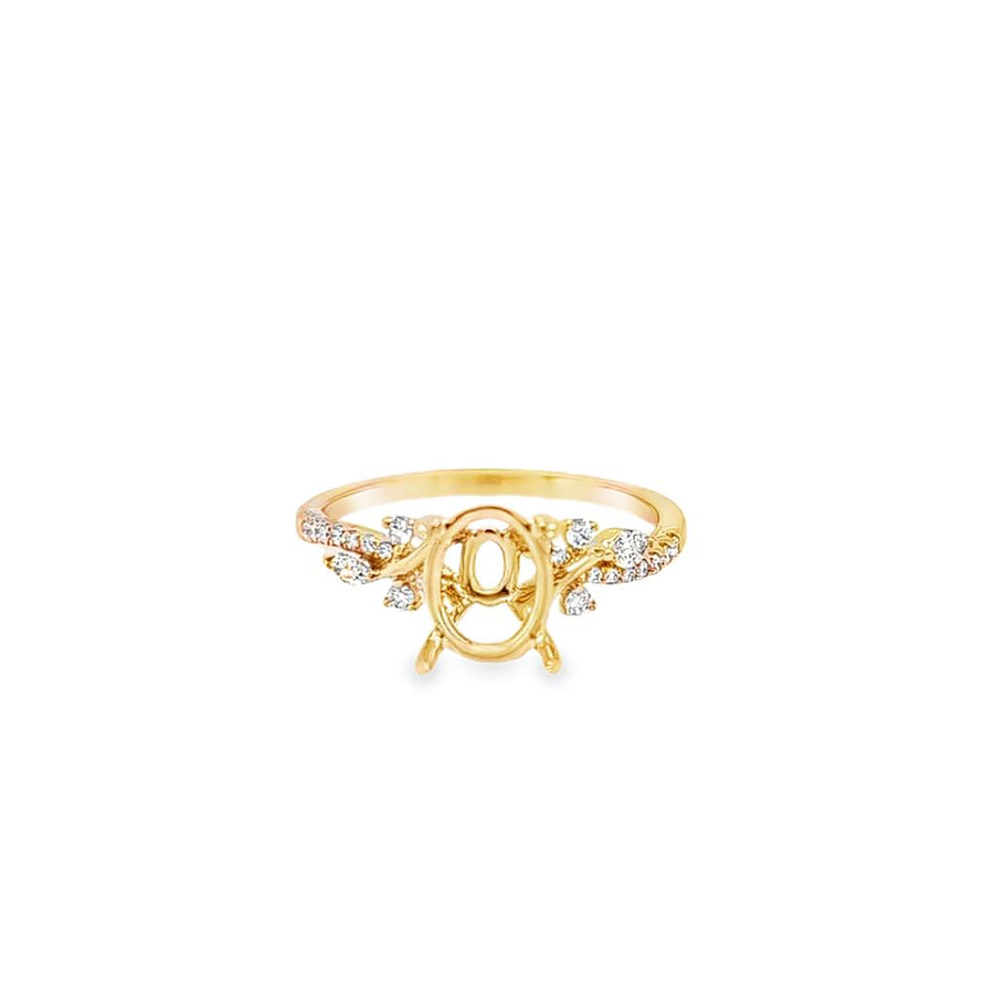 Lady's Yellow 14 Karat Accented Cluster With Straight Band Semi-Mount