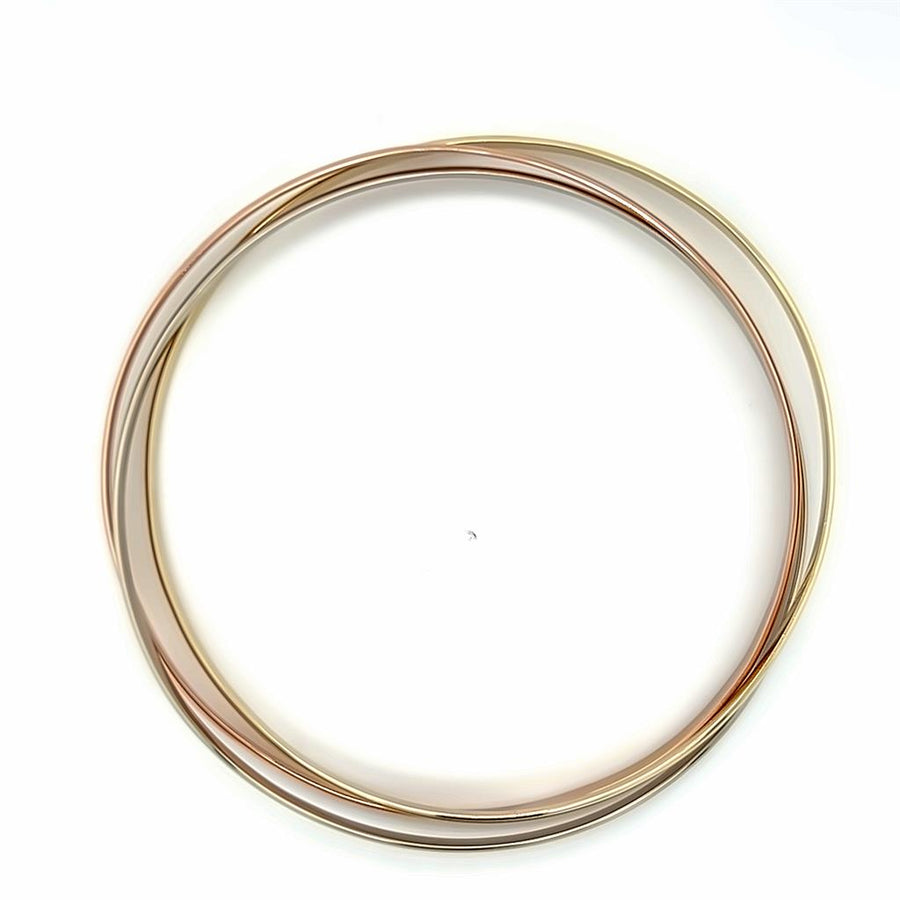 Tri-color 14 Karat Interlocking Bangle Bracelets