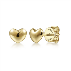 Gabriel & Co. Fashion 14K Yellow Gold Puff Heart Stud Earrings