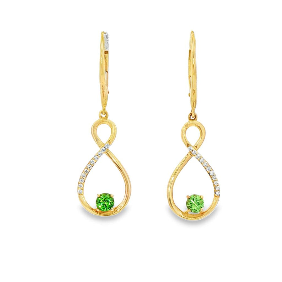 Lady's Yellow 14 Karat Infinity Drop Dangle Earrings With 2 = 0.32Twt