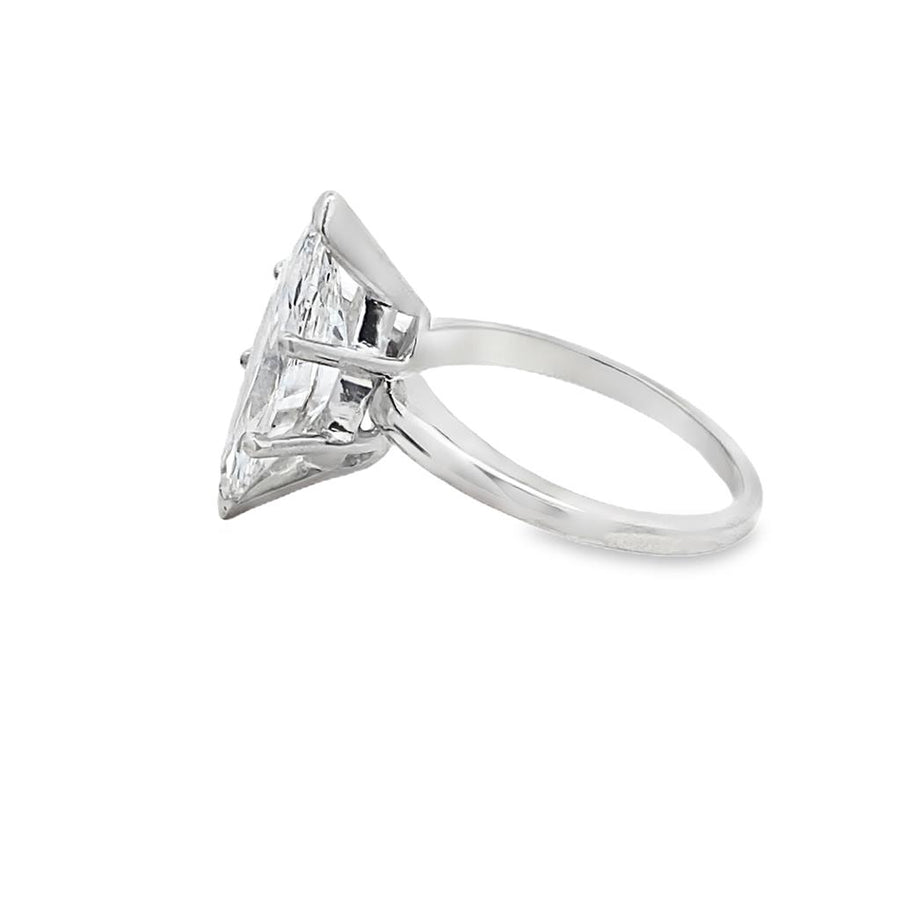 14 Karat White Marquise Diamond Solitaire Engagement Ring Estate Jewel