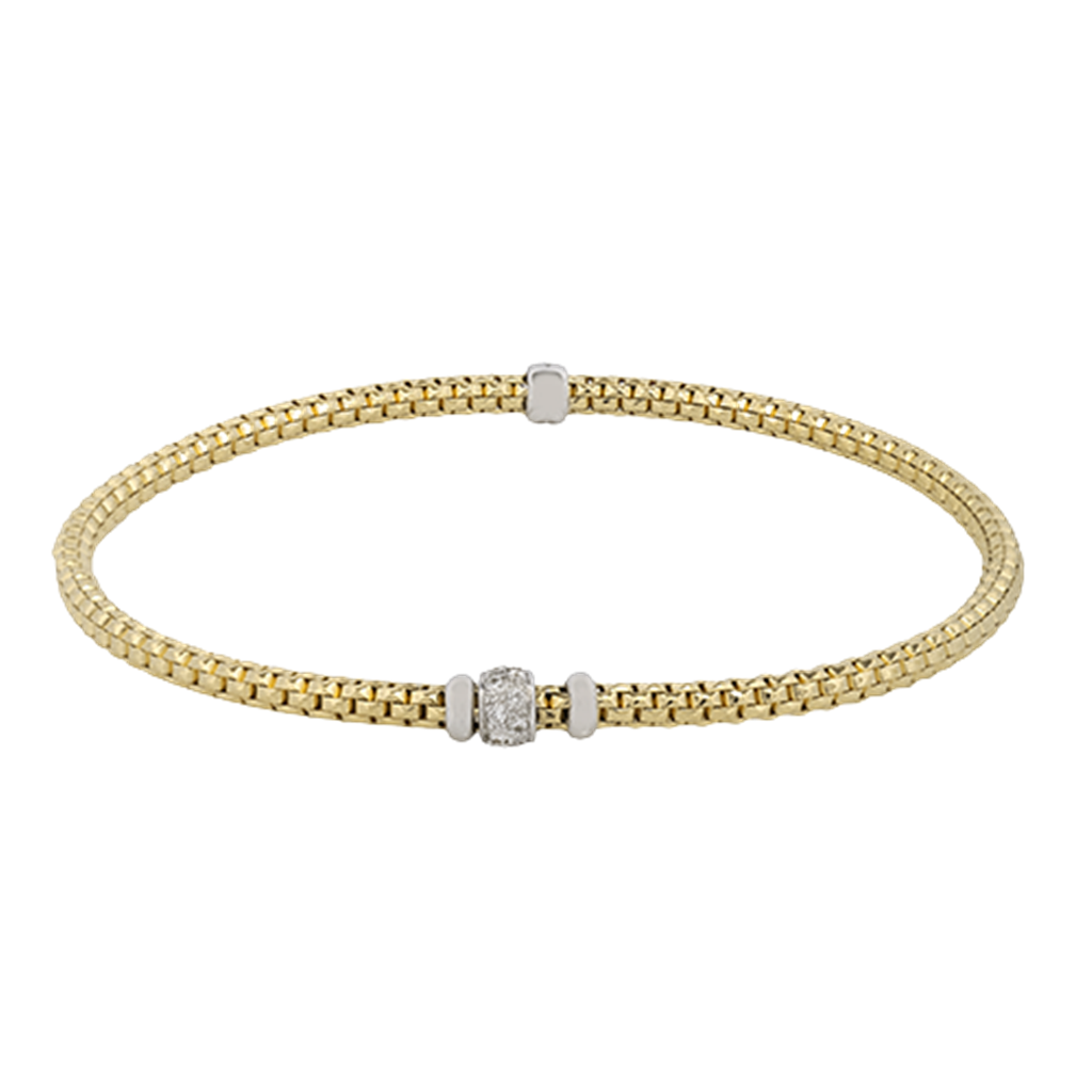 Lady's Two-Tone 18 Karat Flexable Woven Bracelet