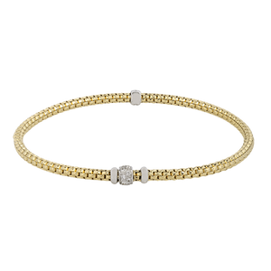 Lady's Two-Tone 18 Karat Flexable Woven Bracelet