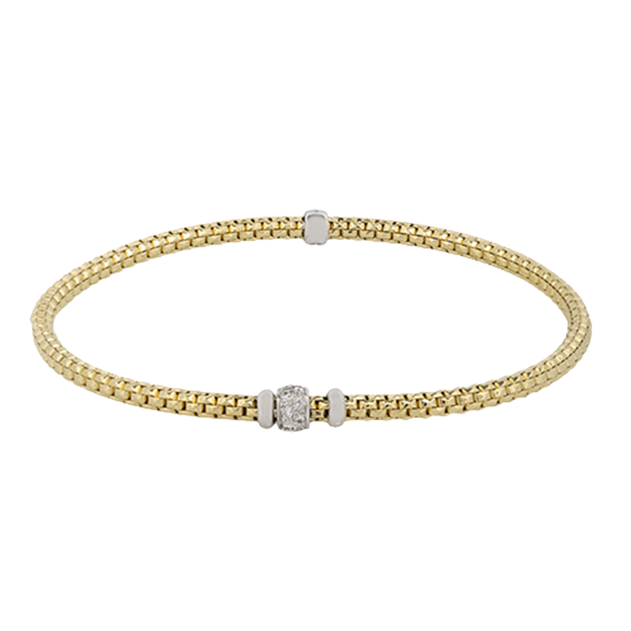 Lady's Two-Tone 18 Karat Flexable Woven Bracelet