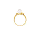 Lady's Yellow 14 Karat 3-Stone Ring Size 7 With One = 7.00X7.00Mm Cult