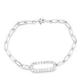 Lady's White 14 Karat Paperclip Chain Bracelet 21 = 0.90TWT Round H SI