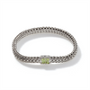 John Hardy Classic Chain Silver Small Reversible Bracelet 6.5mm with Pusher Clasp with Treated Black Sapphire and Peridot