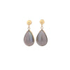 Estate Black Mabe Pearl Custom-made Dangle Earrings with 5mm ball tops, 18KY, 8.1grams TW, purplish brown hue.