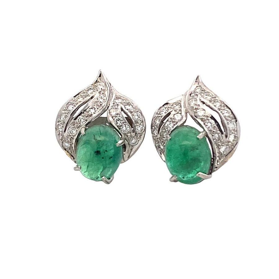 Yellow 14 Karat Emerald & Diamond Earrings