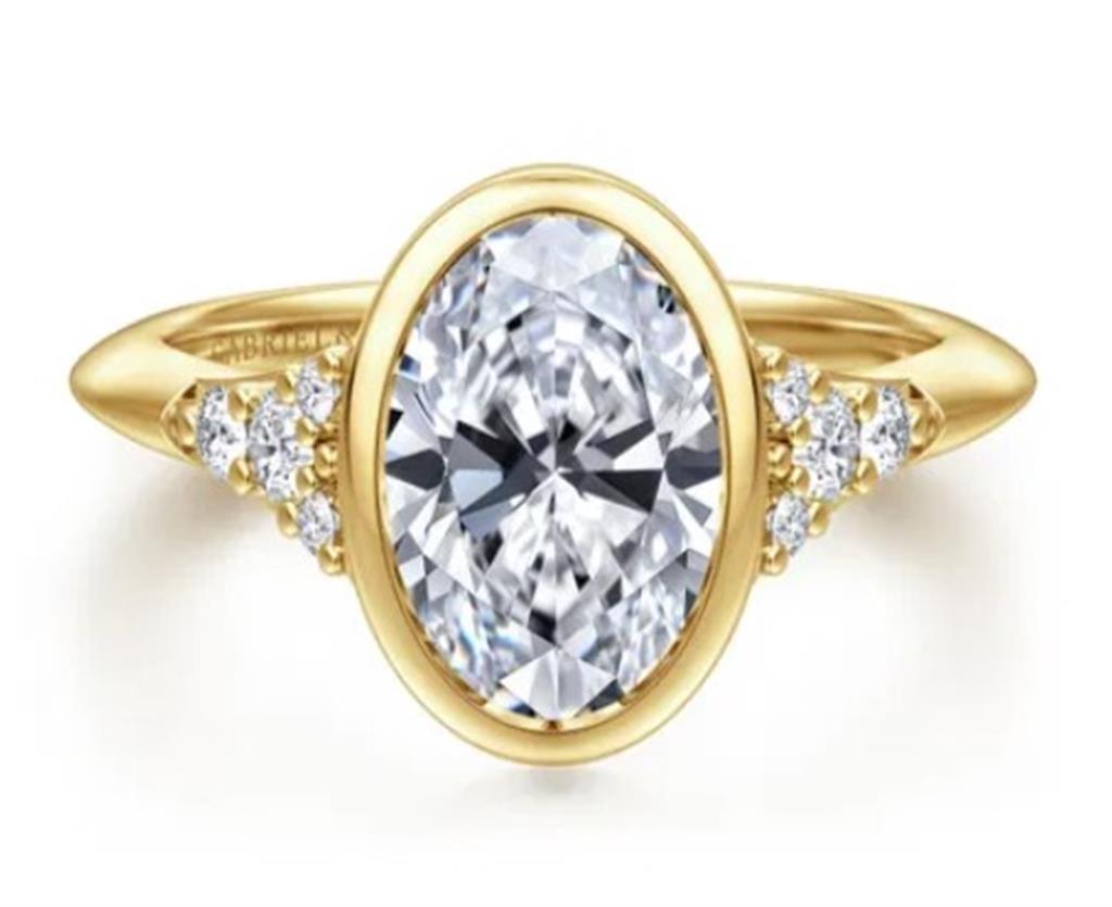 Lady's Yellow 14 Karat Bezel Ring Size 6.5 8 = 0.22tw Round G/H SI2 Di