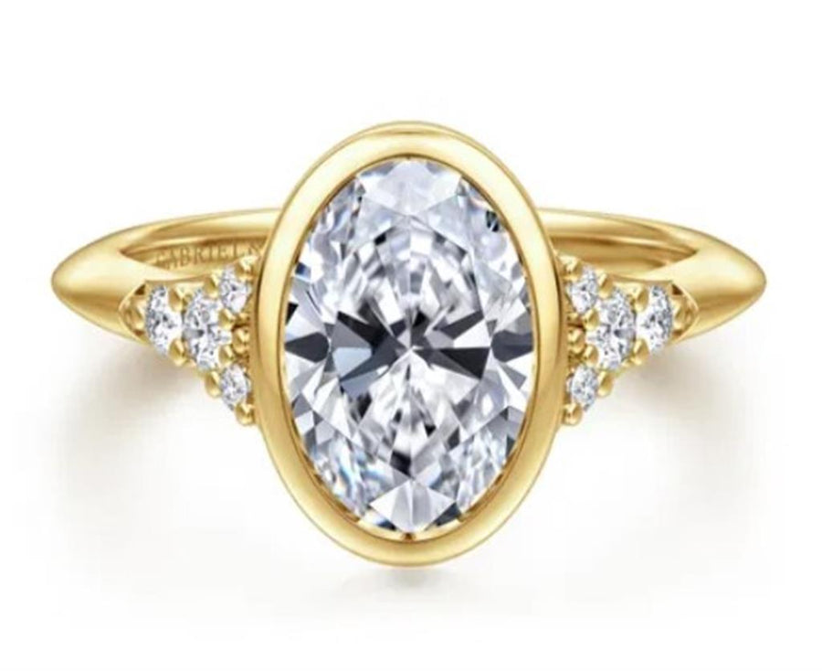 Lady's Yellow 14 Karat Bezel Ring Size 6.5 8 = 0.22tw Round G/H SI2 Di