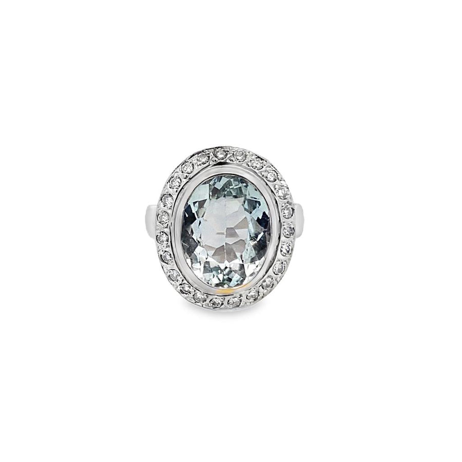 Aquamarine and Diamond Ring