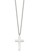 White Polished Stainless Steel Cable Link Cross Necklace