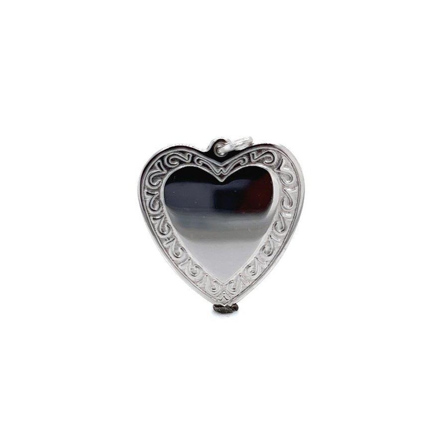 White 10 Karat Heart with Scroll Border