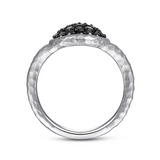 Gabriel & Co. Silver Sterling Silver Oval Black Spinel Pave Ring