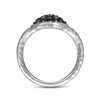 Gabriel & Co. Silver Sterling Silver Oval Black Spinel Pave Ring