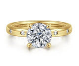 Lady's Two-Tone 14 Karat Burrnish Set Ring Size 6.5 8 = 0.12tw Round G