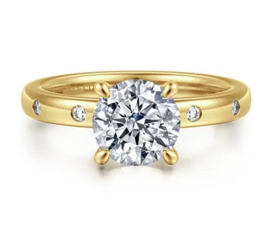 Lady's Two-Tone 14 Karat Burrnish Set Ring Size 6.5 8 = 0.12tw Round G