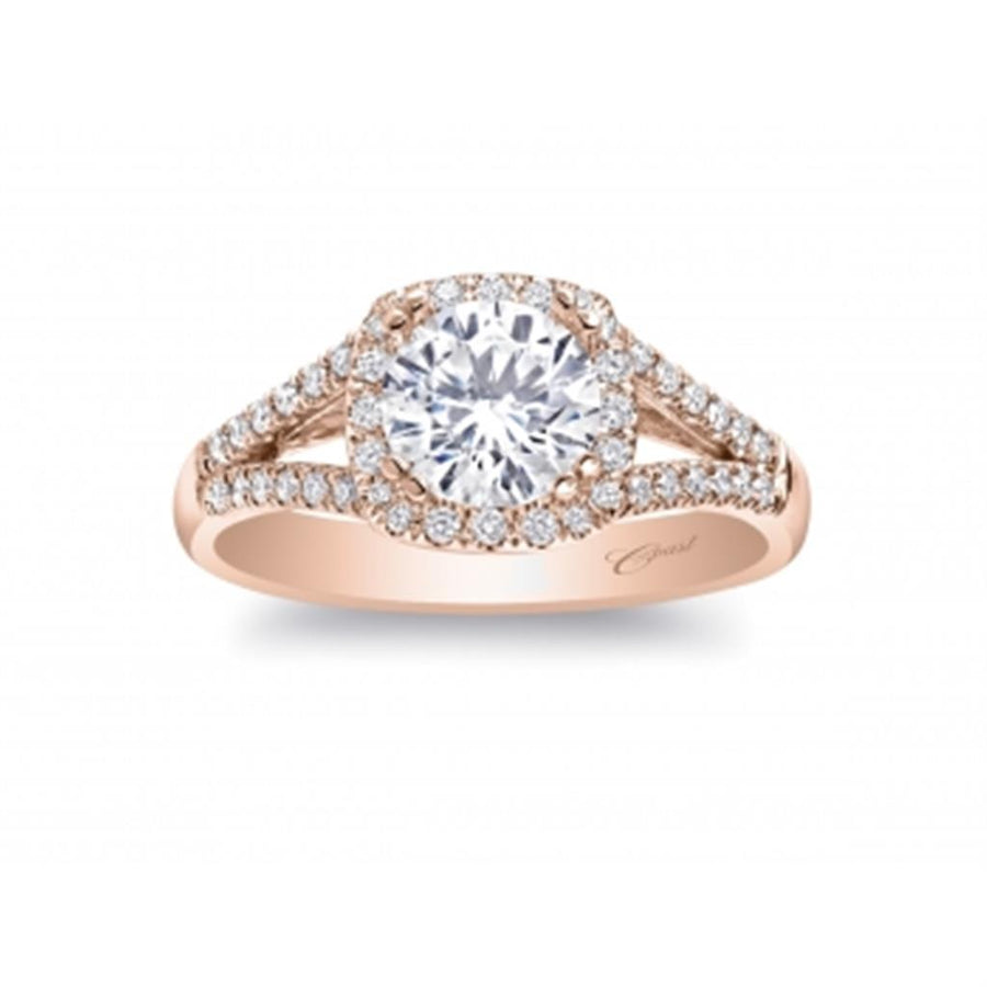 Coast Diamond Split Shank Cushion Halo Engagement Ring