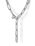 Lady's Sterling Silver Polished/Beaded Y Chain Silver Necklaces Length