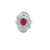 Oval Ruby and Diamond Swirl Ring