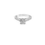 18 Karat White Gold Cushion Cut Vintage Engagement Ring Estate Jewelry