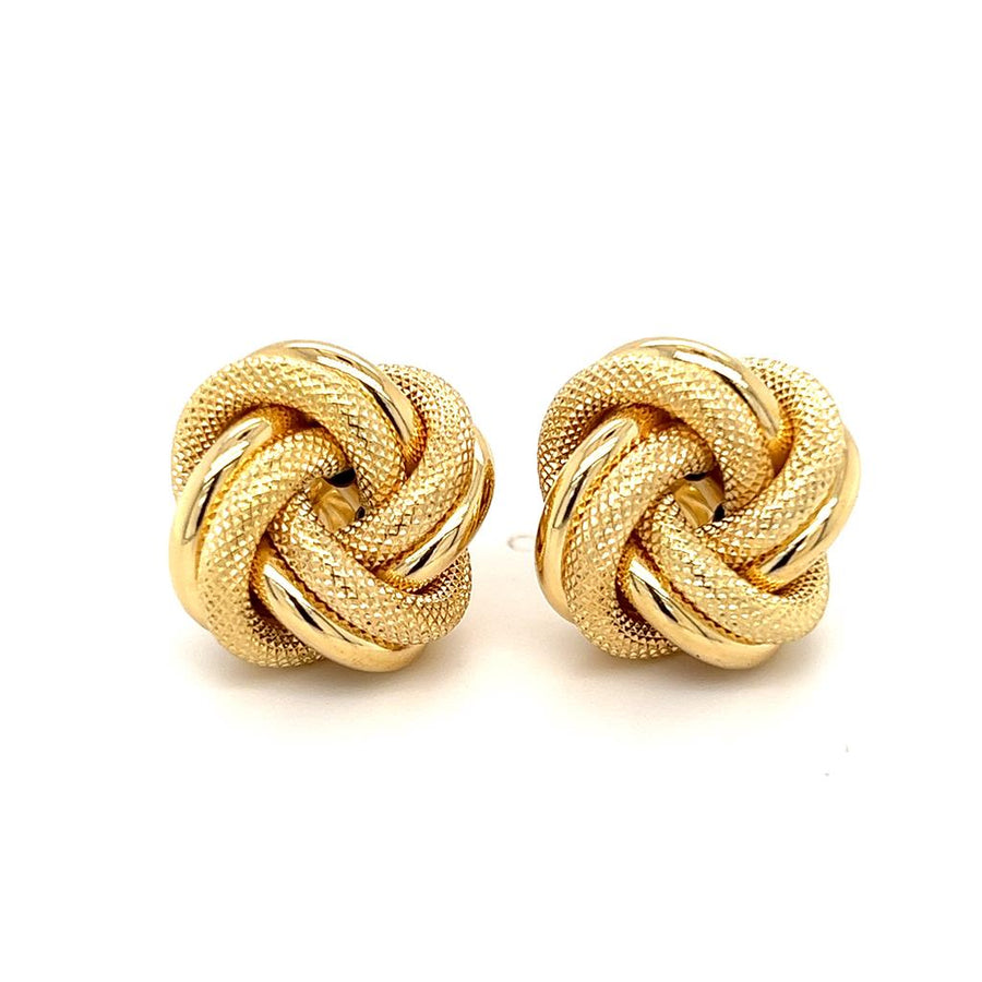 Yellow 18 Karat Large Love Knot Stud Earrings Estate Jewelry Gram Weight: 6.4