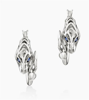 John Hardy Naga Hoop Earrings With Blue Sapphire Eyes