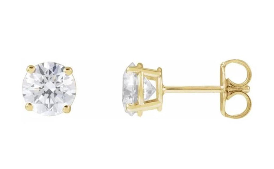 Yellow 14 Karat 4 Prong Stud Lab Grown Diamond Earrings one = 1.51CT R