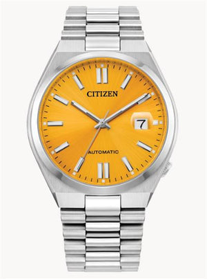 CITIZEN Stainless Steel Men's TSUYOSA Watch with Orange Yellow Dial