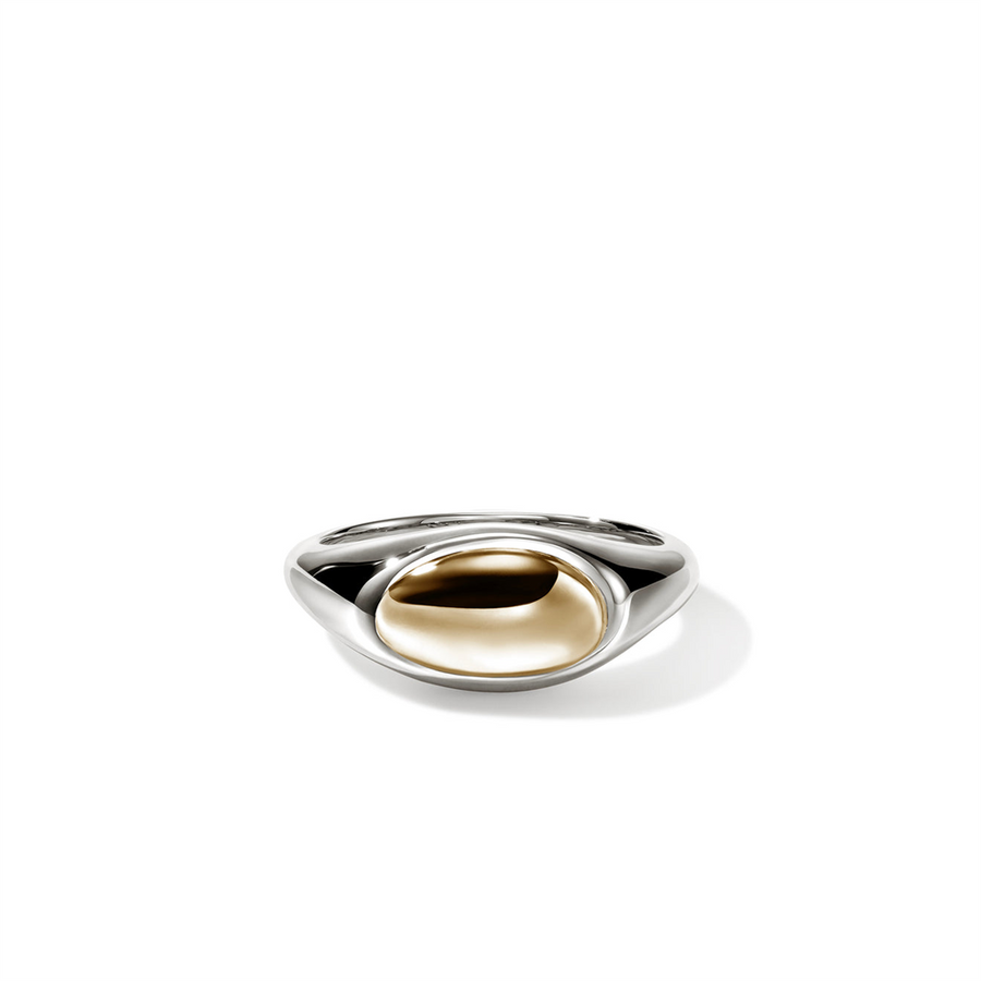 Silver/14K Pebble Ring Size 7