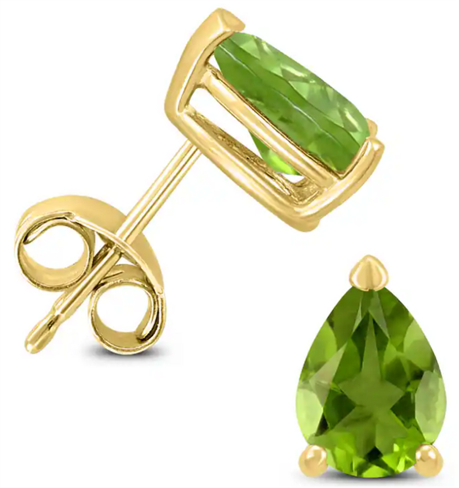 Yellow 14 Karat Pear Shape Peridot Set Into Pear Shape Basket Earring