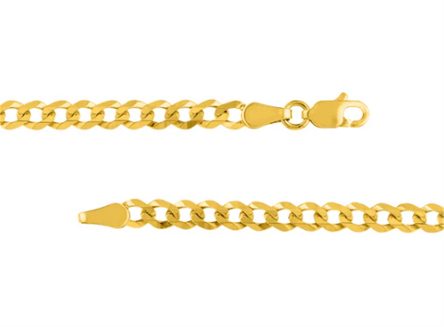 Yellow 14 Karat Diamond Cut 3.7mm Curb Chain With A Lobster Clasp Esta