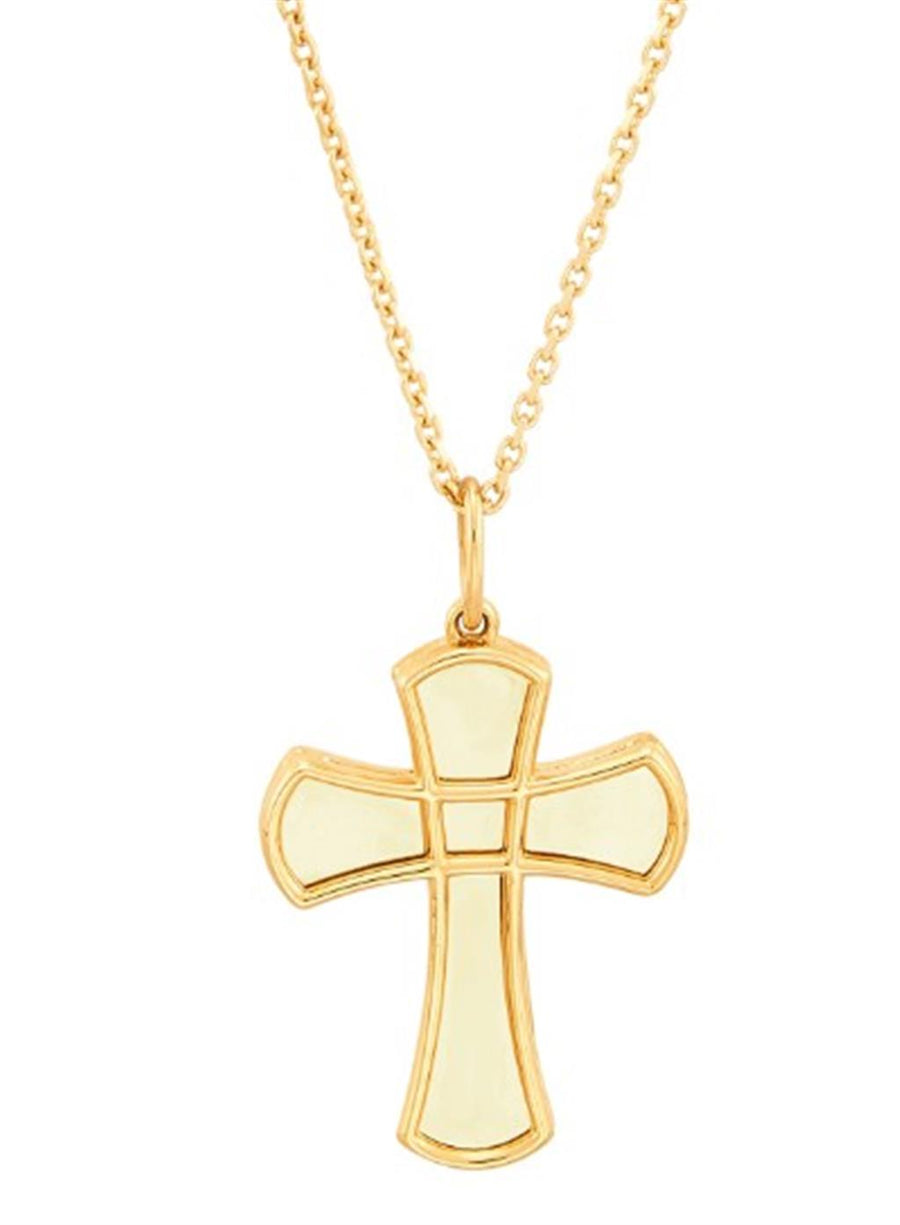 Yellow 14 Karat Satin/Polish Soild Cross Gold Necklaces Length 17 Desi