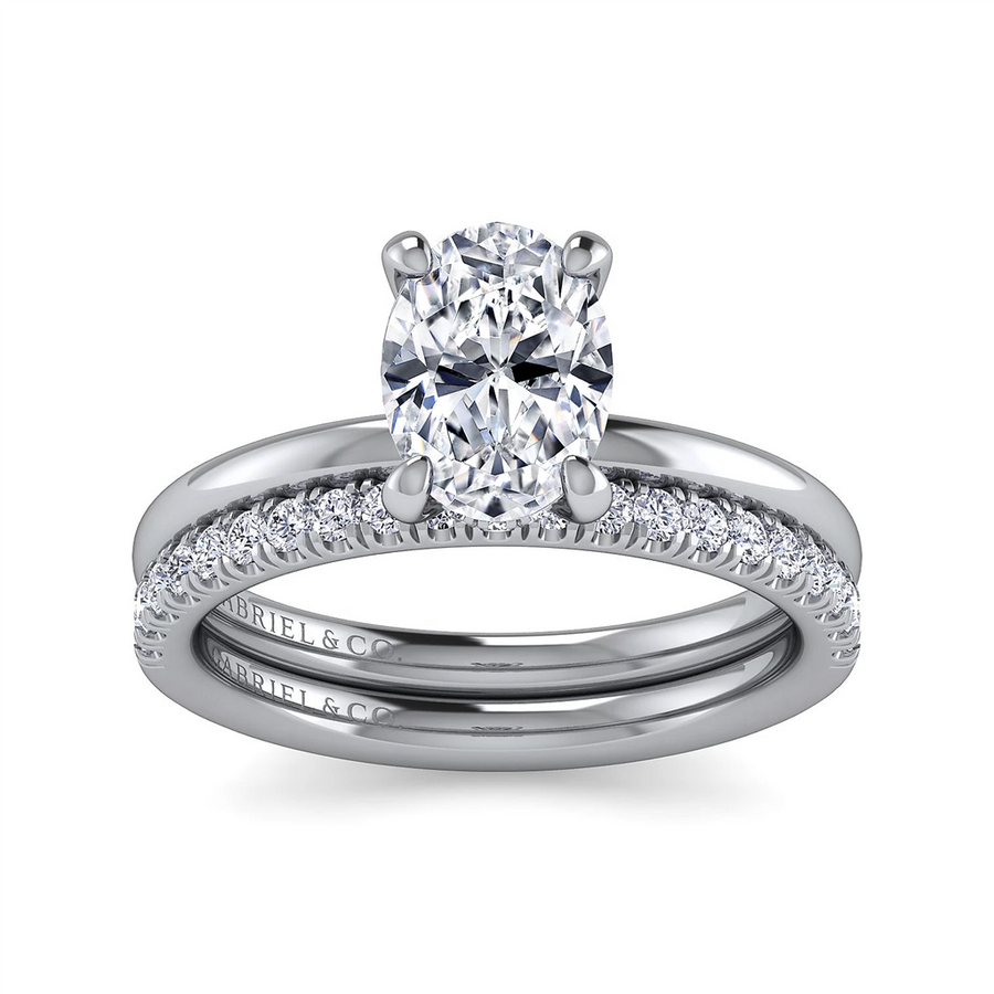 Gabriel & Co. Cari - 14K White Gold Hidden Halo Oval Diamond Engagement Ring Mounting