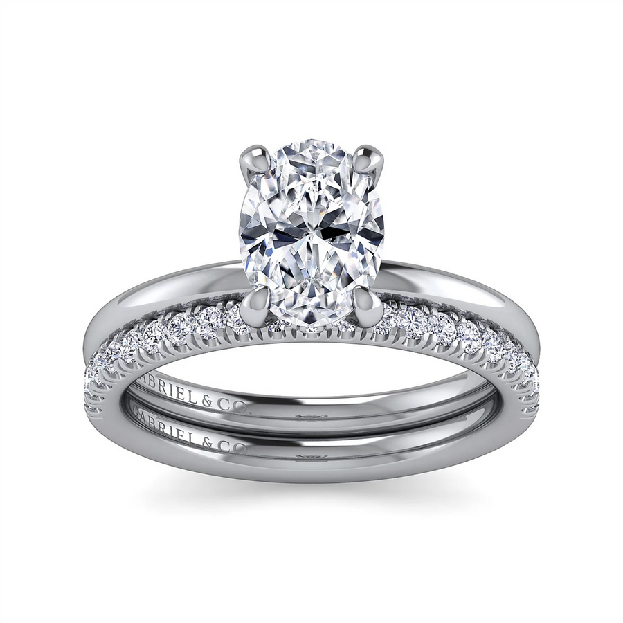 Gabriel & Co. Cari - Hidden Diamond Halo Oval Engagement Ring Mounting