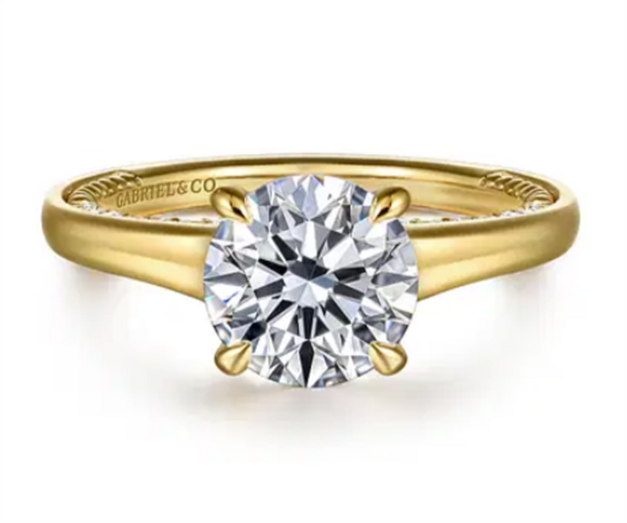 Gabriel & Co Diamond Pave Profile Cathedral Engagement Ring Mounting