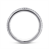 White 14 Karat Channel Set Three Row Diamond Band Ring Wrap/Guard Size