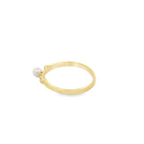 Tri-color 10 Karat Leaf Ring w/ Pearl