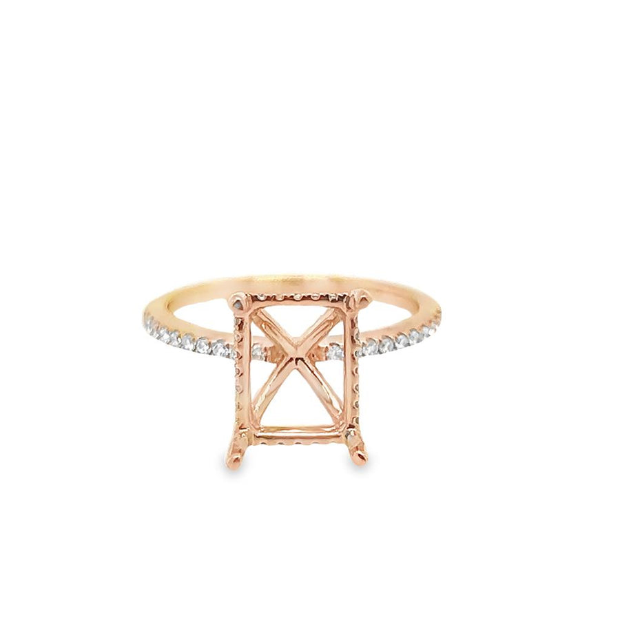 Lady's Rosé 18 Karat Hidden Halo Ring 64=0.32tw Round Diamonds Designe