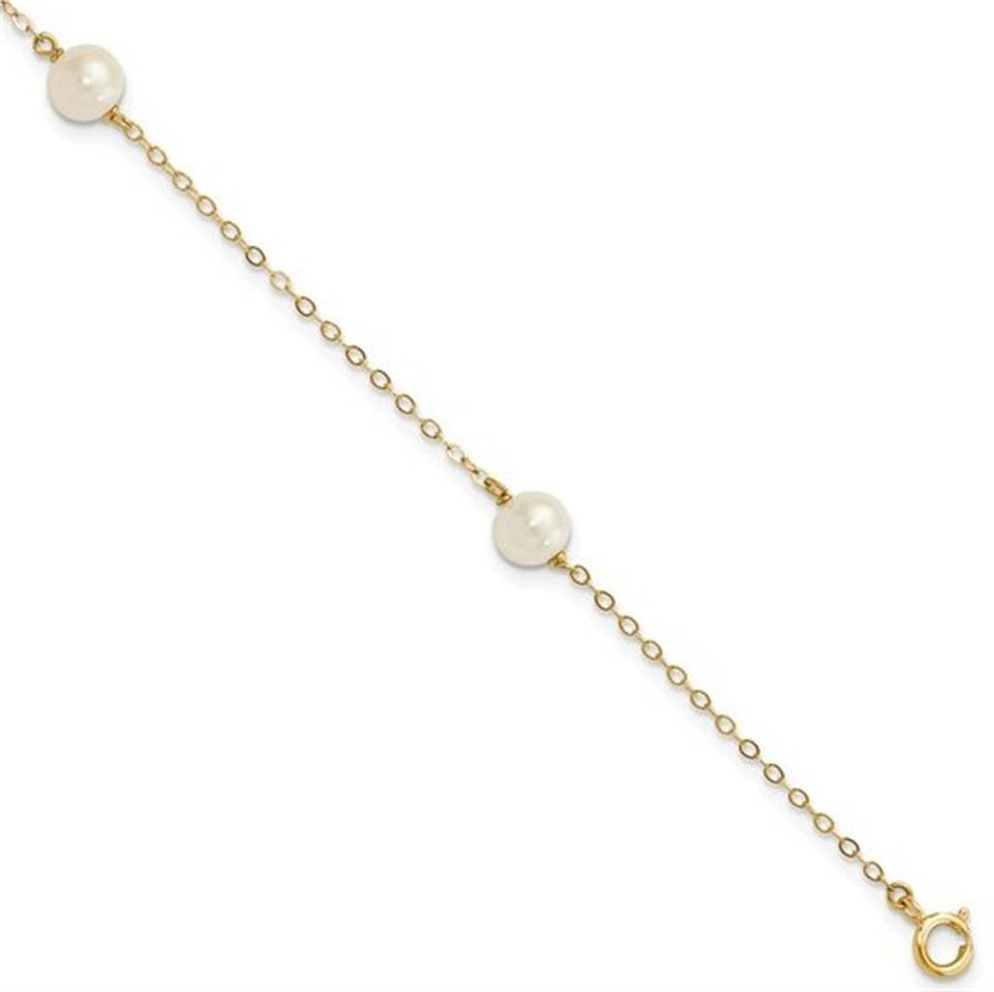 Lady's Yellow 14 Karat Freshwater Cultured Pearl 3-Station Bracelet Le