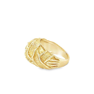 Yellow 14 Karat Engraved Weaved Dome Ring Estate Jewelry Size 5.75 Gra