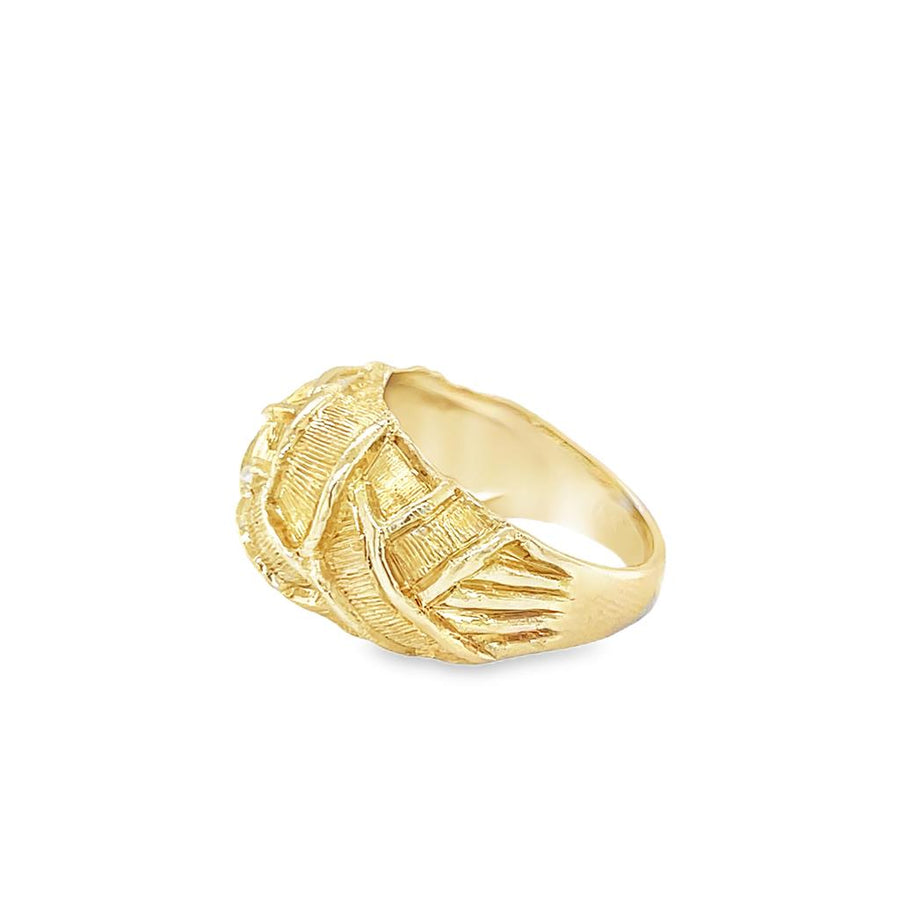 Yellow 14 Karat Weaved Dome Ring
