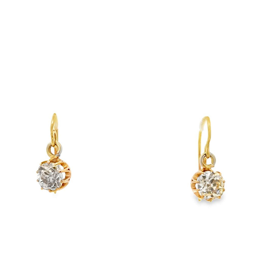 Mine Cut Diamond Clip Wire Design Earrings