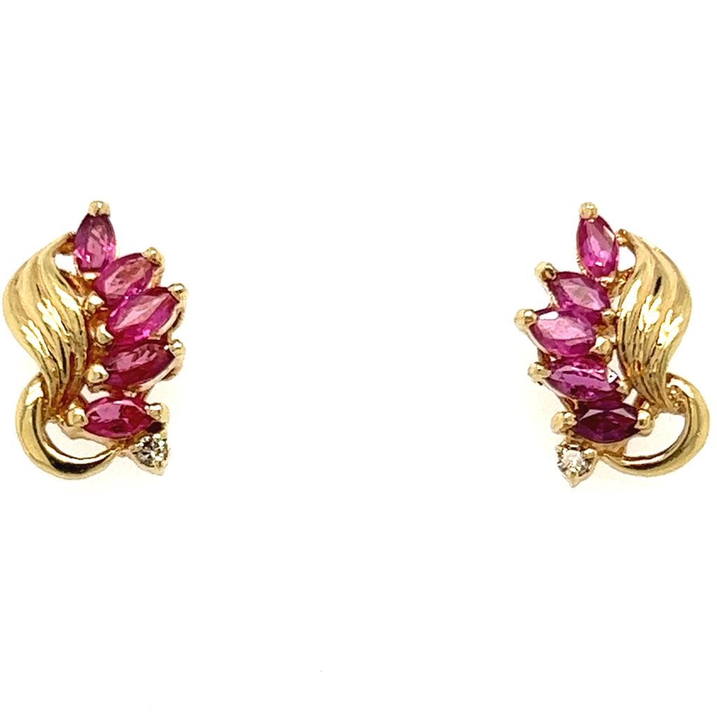 Estate Ruby Cluster Marquise Earrings