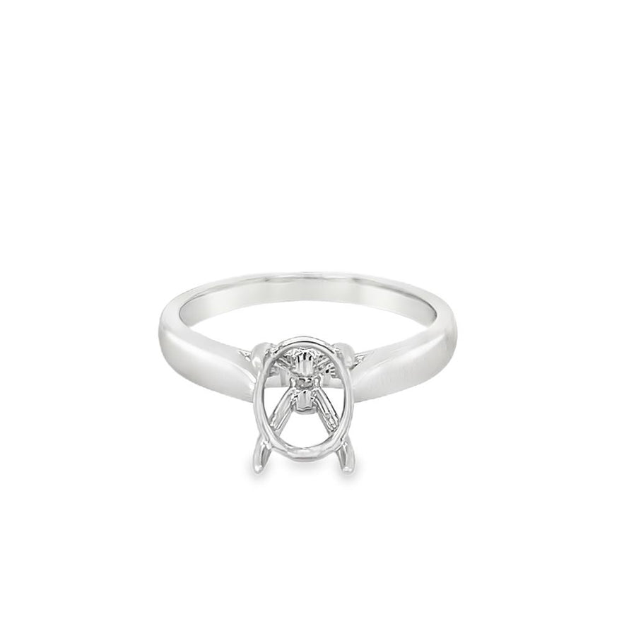 Lady's White 18 Karat Accented Cathedral Solitaire Ring Size 6.75 2 =