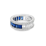 Lady's White 18 Karat Half Sapphire Half Diamond Eternity Band Fashion
