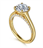 Gabriel & Co Diamond Pave Profile Cathedral Engagement Ring Mounting